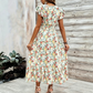 📢📢50% OFF !! ⏰Women's Floral V-Neck Smocked Waist Dress