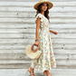 📢📢50% OFF !! ⏰Women's Floral V-Neck Smocked Waist Dress