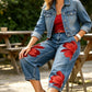 🌸Artistic Flower Wide-Leg Jeans for Women💙