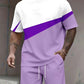 🏃 Athletic Style, Everyday Ready 💪Men's Color Block Casual T-Shirt and Shorts Set