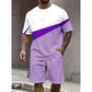 🏃 Athletic Style, Everyday Ready 💪Men's Color Block Casual T-Shirt and Shorts Set