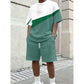 🏃 Athletic Style, Everyday Ready 💪Men's Color Block Casual T-Shirt and Shorts Set