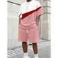 🏃 Athletic Style, Everyday Ready 💪Men's Color Block Casual T-Shirt and Shorts Set