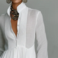 👗 40% OFF! ✨ Elegant Pleated White High-Neck Maxi Dress
