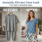 🌼 Soft Botanical Chic 🌿💕Women's Side-Tie Top & Patterned Pants Set
