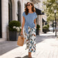 🌼 Soft Botanical Chic 🌿💕Women's Side-Tie Top & Patterned Pants Set