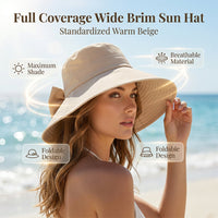 👒Summer Hot Sale☀️Women's Bowknot Wide Brim Sun Protective Hat