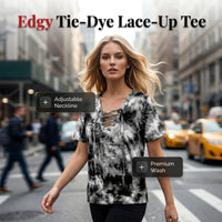 🌸Women's Tie-Dye Lace-Up V-Neck T-Shirt