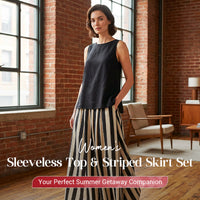 ☀️Summer Hot Sale✨Women's Sleeveless Top & Striped Skirt Set