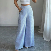 👖40% OFF！✨High-Waist Striped Wide-Leg Trousers