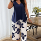 🌸 40% OFF! ✨ Women's Asymmetrical Top & Floral Print Capri Pants Set – Versatile, Vibrant, Comfortable 🌺
