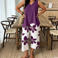 🌸 40% OFF! ✨ Women's Asymmetrical Top & Floral Print Capri Pants Set – Versatile, Vibrant, Comfortable 🌺