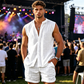 👕Men's Sleeveless Button-Down Top & Shorts Set✨