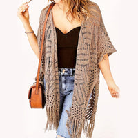 🌊 50% OFF!✨ Women's Open-Front Knit Cover-Up with Tassel Fringe – Bohemian & Lightweight – Beach Essential 🌴