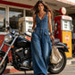 👖 50% OFF! ✨ Women's Denim Jumpsuit – Sleeveless, V-Neck, Wide-Leg 💫