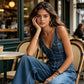 👖 50% OFF! ✨ Women's Denim Jumpsuit – Sleeveless, V-Neck, Wide-Leg 💫