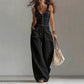 👖 50% OFF! ✨ Women's Denim Jumpsuit – Sleeveless, V-Neck, Wide-Leg 💫