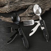 🍴50% OFF! ✨ 4-in-1 Folding Tableware Set – Compact, Stainless Steel, Multi-Tool ⛰️