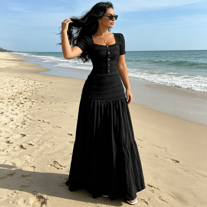 👗40% OFF！🌿Women's Square Neck Bodice & Maxi Skirt Set
