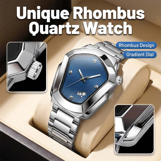 ⌚ 50% OFF! ✨ Men's Rhombus-Shaped Watch – Stainless Steel, Blue Dial, Elegant 🌀
