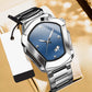 ⌚ 50% OFF! ✨ Men's Rhombus-Shaped Watch – Stainless Steel, Blue Dial, Elegant 🌀
