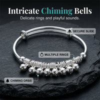 🏆Adjustable Silver Bell Charm Bangle Bracelet🔥