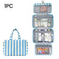 🧳  Striped Hanging Travel Toiletry Bag – 4 Compartments, Water-Resistant, Foldable 🚿