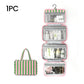 🧳  Striped Hanging Travel Toiletry Bag – 4 Compartments, Water-Resistant, Foldable 🚿
