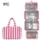 🧳  Striped Hanging Travel Toiletry Bag – 4 Compartments, Water-Resistant, Foldable 🚿