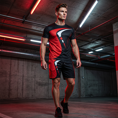 👕Men's Graphic Print T-Shirt & Shorts Set🏃‍♂️