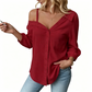 👚 50% OFF NOW! 🔥 Off-Shoulder Button-Up Top – Crinkle texture & relaxed fit – 5 colours, sizes S-XL – perfect for summer, beach or casual chic 🌊