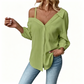 👚 50% OFF NOW! 🔥 Off-Shoulder Button-Up Top – Crinkle texture & relaxed fit – 5 colours, sizes S-XL – perfect for summer, beach or casual chic 🌊