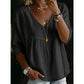 🌼 Women’s Casual V-Neck Lace Trim Top – Romantic Lace, Flowy Fit & 3/4 Sleeve Elegance 💕