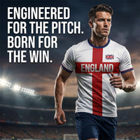 ⚽️40% OFF England Football Tee – Red Cross & Flag Graphic, Athletic Fit, Breathable for World Cup 2026 🏆⚽