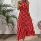 👗 50% OFF! ✨ Polka Dot Halter Neck Dress – Flowy, Flattering, Retro-Chic 🌼