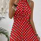 👗 50% OFF! ✨ Polka Dot Halter Neck Dress – Flowy, Flattering, Retro-Chic 🌼