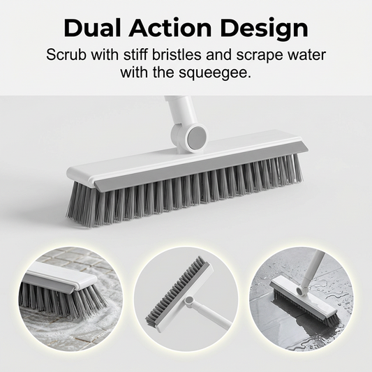 🧹2-in-1 Grout & Corner Scrubber Brush with Squeegee