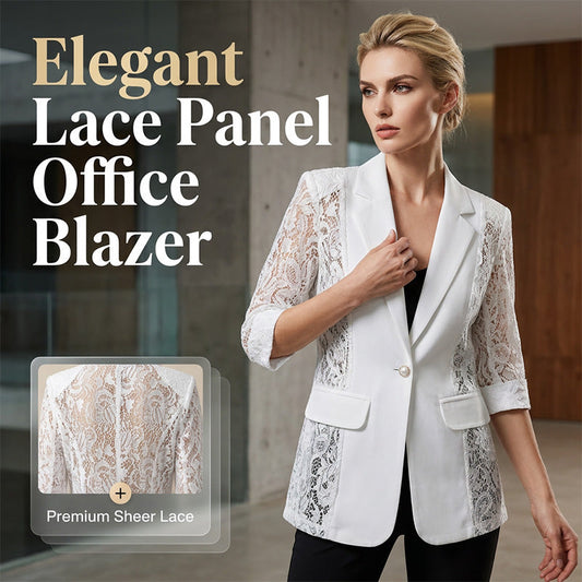 White Lace Blazer – Slim Fit, 3/4 Sleeve, Elegant Transition 👑