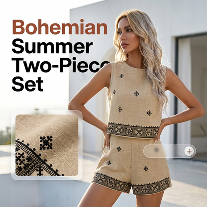 🌞Women's Bohemian Print Sleeveless Top & Shorts Set🌺