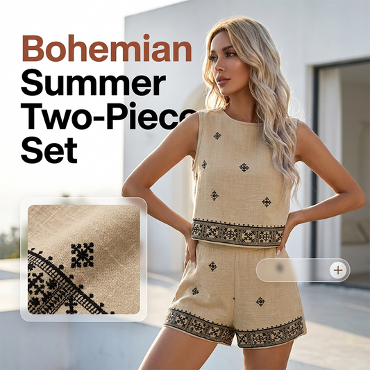 🌞Women's Bohemian Print Sleeveless Top & Shorts Set🌺