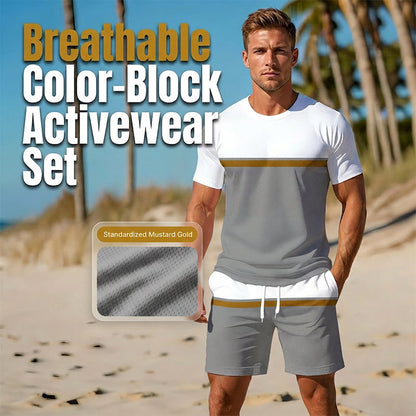 👕Men's Summer Color-Block Sportswear Set☀️
