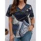 👕  Denim Print V-Neck Tee – Soft, Chic, Effortless Style 🌀