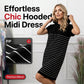 ✨Striped Hooded Midi Dress with Pockets