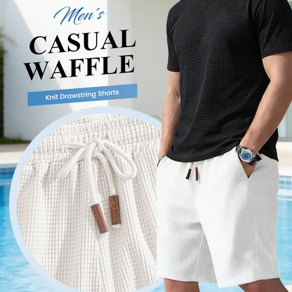 🩳☀️Men's Waffle Knit Shorts – Breathable, Drawstring, Casual Comfort 🧇