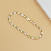 💎 Unisex Tri-Color Link Bracelet – Gold/Rose/Silver, Faceted Cut, Lobster Clasp 🖤