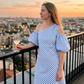 👗🤍Women's Elegant Striped Off Shoulder Dress
