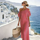 👗🤍Women's Elegant Striped Off Shoulder Dress