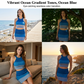 🌊 Chic Gradient Knit Skirt Set – Halter Crop Top, Bodycon Fit, Ribbed Knit ✨