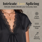 👚Women's Satin Blouse – V-Neck Tie Front, Lace Trim & Short Sleeves, Loose Fit Slimming Top💫🌸