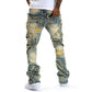 👖  Classic stretch jeans with flared legs for men – vintage wash & patchwork details – high-quality denim, perfect for smart-casual style – comfortable and stylish 🔥